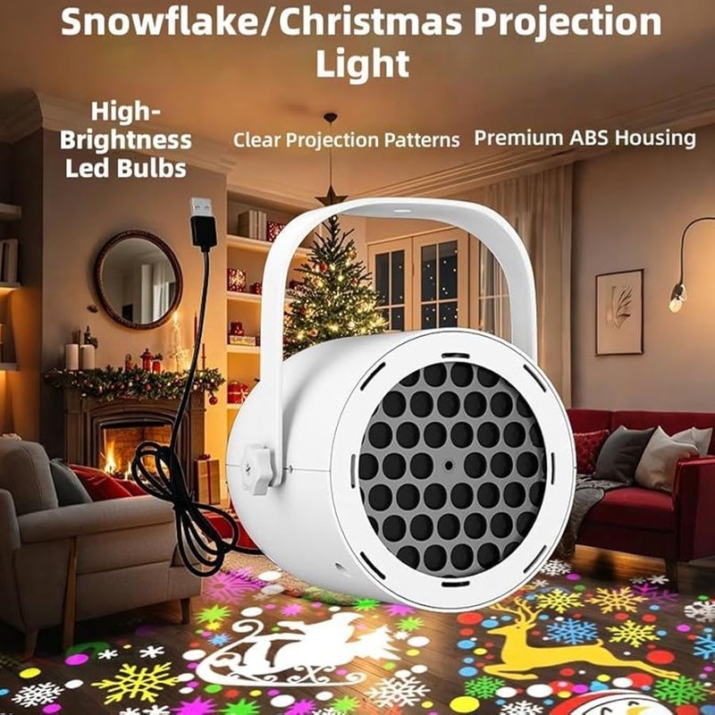 White Halloween USB Christmas Projector Light 16 Patterns Rotating LED For Room Ceiling Exterior House - Image 4